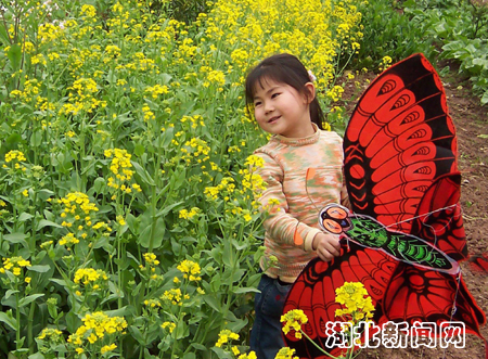 图:田野放风筝的孩童-湖北新闻网